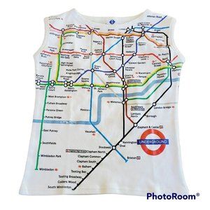 NWOT Underground Subway Tube Route Map Novelty Women's Europe Souvenir Tank Top